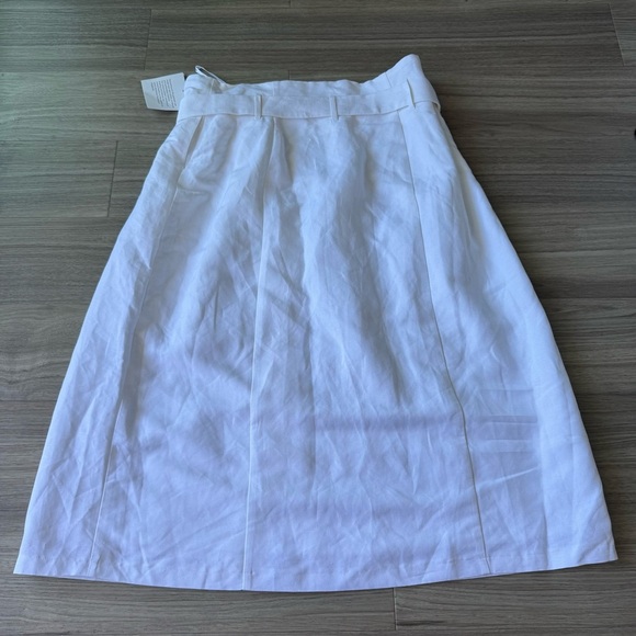 NWT Anne Klein White Linen Blend Belt Skirt Size 14 - Picture 7 of 9